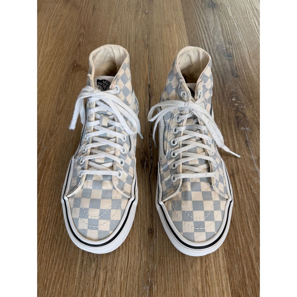 Vans Sk8-Hi High Top Sneakers Womens 7 Mens 5.5 Grey‎ Checkerboard Skate Shoes
